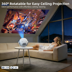 Upgraded Mini Projector, 1280x720P HD , 300 ANSI LED Portable Projector with Bluetooth 6.0, Auto Keystone HDMI USB Home theater