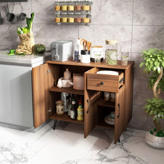 GOFLAME Buffet Cabinet Kitchen Cabinet Modern Storage Cabinet w/Pull-out Drawer Kitchen & Dining Furniture