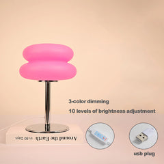 Creamy Bedside Table Lamp USB Tri-Color Dimmable Bedroom Furniture Home Decor