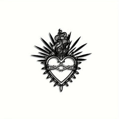 Sacred Heart Metal Wall Art Religious Figure Christ with Sacred Words Verses Decoration for Faith Home Living Room