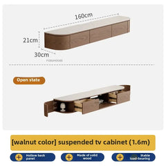 Solid Wood Suspended TV Stand Creative Wall-mounted Storage TV Cabinet Living Room Furniture Home Designer Center Table h