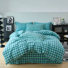 Pure Cotton Japanese Style Duvet Cover With Plaid Print  King Four Seasons Universal Bedding Cover Comfortable and Skin-friendly