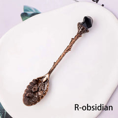 Natural Crystal Tumbled Stone Spoon Magic Energy Divination Halloween Spirit Souvenir Gift Home Decor Christmas Graduation Gift