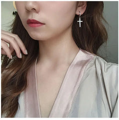 925 Sterling Silver Earrings Cross Earrings Creative Hot Sexy Jewelry For Women Gift Customized