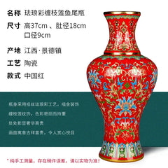 Jingdezhen-Ceramic Flower Vase Antique Enamel Pots for Plants Chinese Living Room Home Decor Versatile Practical Floor Ornaments