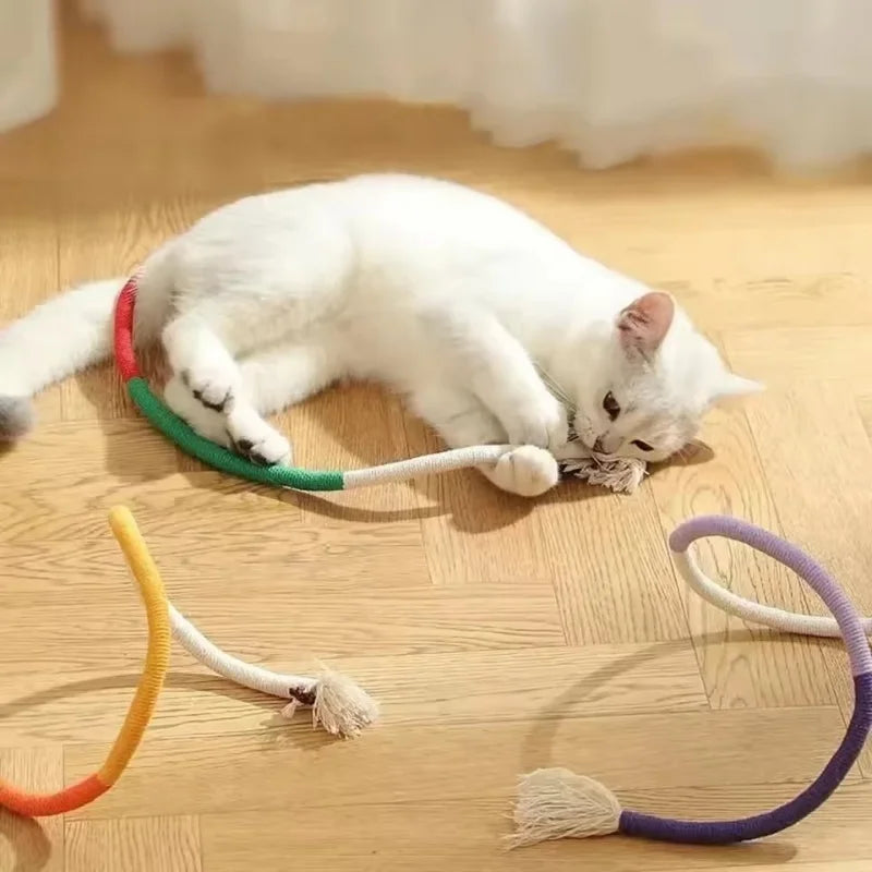 1 Piece Interactive Teeth Grinding Cotton Rope Cat Toy Play Teeth Grinding Daily Interactive Teasing Stick Pet Shop