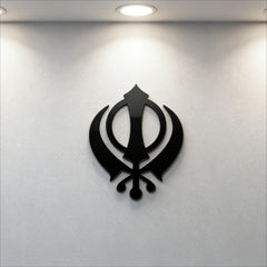 Khanda Icon Acrylic Sign Double Sword Design Wall Art Home Decor Self Adhesive Door