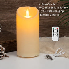 Remote LED Pillar Candle USB-C Rechargeable Atmosphere Light & Timer For Wedding Party Yellow LED Bedside Night Lamp Tealight