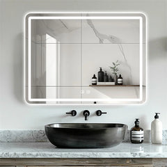 Hardwired Bathroom Mirror with LED Lights Wall Mounted Mirror IP54 Waterpoof Touch Switch Smart LED Mirror