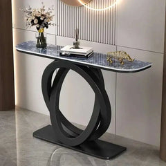 Luxury tablet computer console table Italian semi-circular iron entrance cabinet table Console Tables Creative corridor end view
