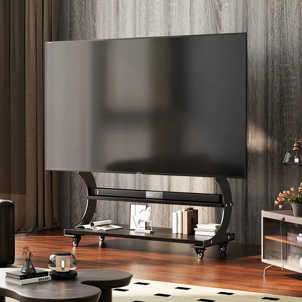 Mobile Rolling TV Stand for 50-100inch TVs Cart TV Shelf Mute Wheels up to 220lbs Max VESA 900x600mmFloor Stand TV Support Shelf Living Room Furniture