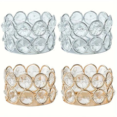 4pcs Silvery Golden Crystal Tealight Candle Holders for Home Table Bedroom Centerpiece Wedding Family Party Decor Creative Gifts