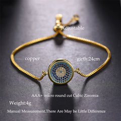 Juya 18K Real Gold Plated Adjustable Chains Multicolor Zirconia Hamsa Fatima Enamel Greek Evil Eye Charms Bracelets For Women