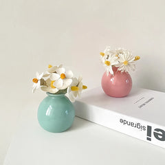 Ins Ceramics Flower Vase Nordic Hydroponics Vases Creative Room Decor Mini Flower Bottle Pots Desktop Ornament Craft