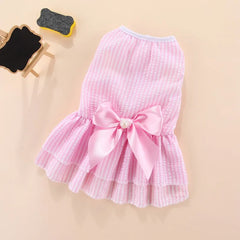 Summer Pet Cat Puppy Princess Dress Pet Clothes Striped Plaid Dresses with Bow Cats Kitten Rabbit Sphynx Clothing Pet Supplies