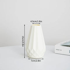 Nordic Vases Pure White Plastic Vases Imitation Ceramic Flower Vases Desktop Flowerpot Wedding Decor Home Ornament