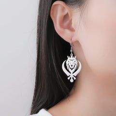 LIKGREAT Lion King Crown Dangle Earrings Sikh Khanda Punjabi Symbol Stainless Steel Jewelry Vintage Gift For Women