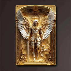 1pc 8x12" Vintage Aluminum Wall Art - Guadalupe Virgin Mary Retro Spanish Plaque, Golden Halo & Stars, Bohemian Style for Home