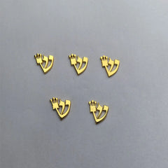 Hebrew Letter Shin for Mezuzah Metal Shin Yellow Gold small Shin Design Mezuza Shin for Israel Judaism