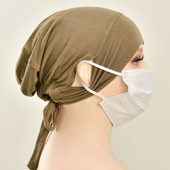 Jersey Cotton Muslim Women Under Hijab Cap With Ear Hole Inner Hijab Cap Round Forehead Underscarf Bonnet Femme Musulman