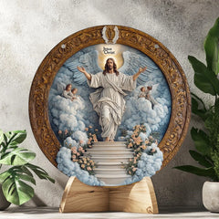 Art Deco Acrylic Religious Jesus Sun Catcher,Wall Hanging Decorative Sign for Home & Garden, Multipurpose Religious Theme Plaque