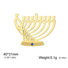 Dreamtimes Vintage Metal Candlestick Pendant Necklace for Women Men Judaism Menorah Trinket Jewelry Jerusalem Religion Gifts