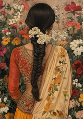 Retro Traditional Indian Woman Lady in The Garden Animals Pattern Poster Canvas Painting Wall Art Pictures Home Interior Decor