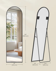 SONGMICS Full Length Mirror, 150 x 40 cm, Arched Floor Mirror with Stand, Aluminium Alloy Frame, Tempered Glass