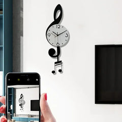 Creative and Fashionable Living Room Music Symbol Pendulum Wall Clock Modern Design Silent Home Decoration