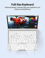 360 Degree Magic Keyboard Case For iPad Air13 11 2024 M2 Pro12.9 11 iPad 10.5 10.2 7/8/9 10th Air4 5 10.9 Backlit Keyboard Funda