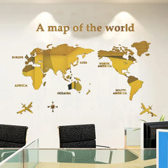 World Map Acrylic 3D Solid Crystal Bedroom Wall Living Room Classroom Stickers Office Wall Background Decoration Stickers