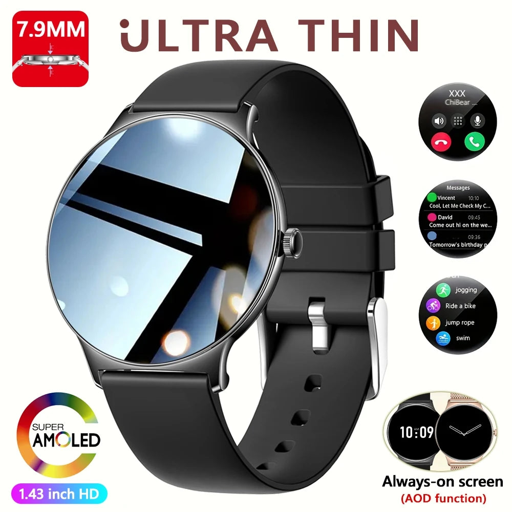 2026New 7.9mm Ultra-Slim SmartWatch Women Health Monitoring Always-On Display 100 +Sports Modes Bluetooth Call Smart Watch Women