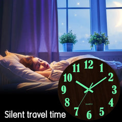 12 Inch Luminous Wall Clock Wood Silent light in dark night Nordic Fashion Wall Clock Non Ticking Clock With Night Light Home Decor