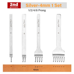 WUTA 1Set 4pcs Basic Leather Chisel Tool Diamond Pricking Iron Hole Punch Stitching Leather Craft tools 3/4/5/6mm 1-2-4-6 teeth