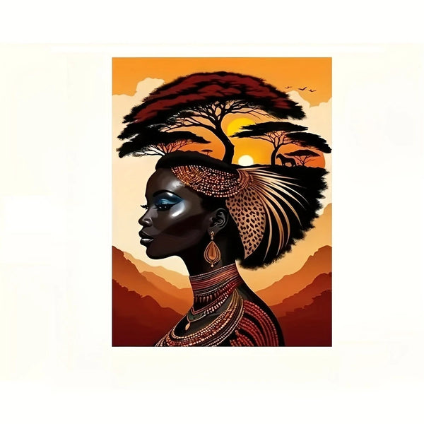 African Black Woman Poster and Prints Abstract Portrait Art Canvas Painting Wall Art Picture for Living Room Home Decor Gift
