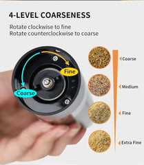 USB Rechargeable Electric Salt and Pepper Grinder Adjustable Coarseness Large Capacity Auto Spices Grinders Kitchen Cooking Tool