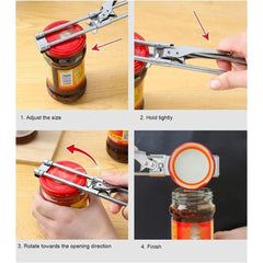 Best Can Opener and Bottle Opener Adjustable Multi-Function Stainless Steel Can Opener Jar Lid Clip Manual Kitchen Accessories