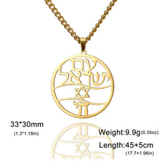 EUEAVAN Star of David and Chai Symbol Necklaces Stainless Steel Hexagram Judaica Hebrew Blessing Necklace Jewish Amulet Jewelry