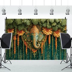 Indian Garlands Diwali Backgrounds Marigold Flowers Curtain Puja Ganpati Pooja Traditional Birthday Wedding Party Decor Backdrop