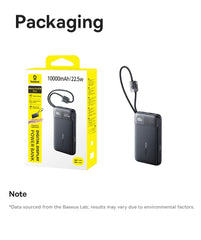 Baseus 10000mAh Power Bank 22.5W Built-In Dual USB-C Cable Thinner Fast Charging for iPhone 17 Pro Max Samsung S25 Xiaomi Poco
