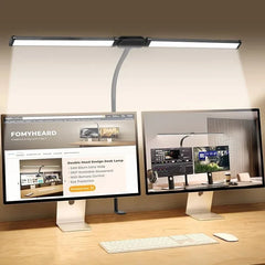 Double Head Dimmable LED Clip Desk Lamp Computer Table Lamps Monitor Light for Office Reading Architectural Lighting