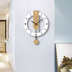 White wood grain acrylic creative pendulum clock silent clock living room bedroom kitchen office home decoration