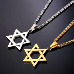 YILUOCD Star of David Protective Amulet Necklace Judaica Israel Religious Necklaces for Men Stainless Steel Supernatural Jewelry