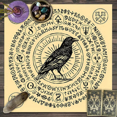 1pc Tarot card tablecloth, mysterious rune astrology altar cloth, witchcraft cabin decoration tablecloth, card game tablecloth