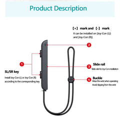 GAMINJA 2Pcs Gamepad Wrist Strap For Switch Joycon Replacement Joy Con Controller Wrist Strap Lanyard Built in Aluminum Alloy