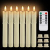 6Pcs Flameless Taper Candles with Holder & Remote LED Candlesticks Battery Operated Flickering Window Candle for Christmas Decor - 17CM Ivory