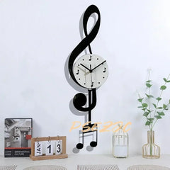 Creative and Fashionable Living Room Music Symbol Pendulum Wall Clock Modern Design Silent Home Decoration
