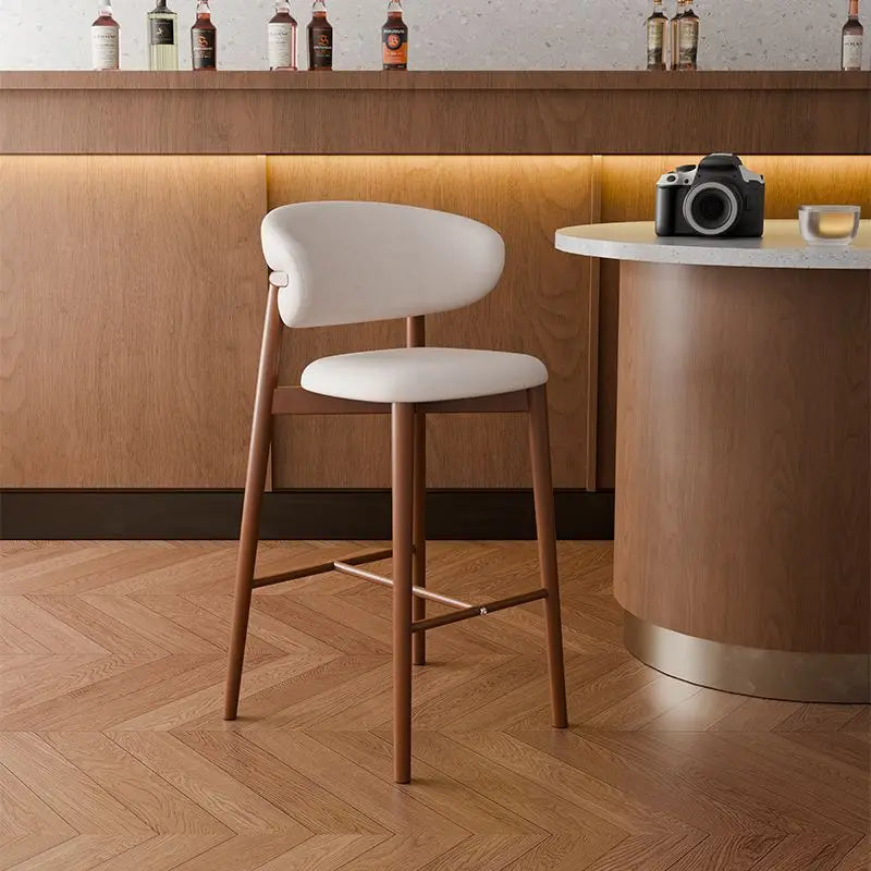 Light Luxury Modern Bar Stools with Curved Backrests, Upholstered Seats, Perfect for Kitchen Island, Family Bar and Cafe Kitchen & Dining Furniture