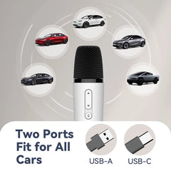 T1-테슬라 Car Karaoke Microphone, 테슬라 Rechargeable Caraoke Mic with USB-A & USB-C Receiver, Plug to Use，No Need Pair