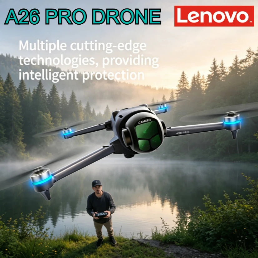 Lenovo A26 Pro Drone 5G WiFi Drone 4K Dual HD Camera Large Screen Remote Controller Brushless Motor Professional Quadcopter Toy